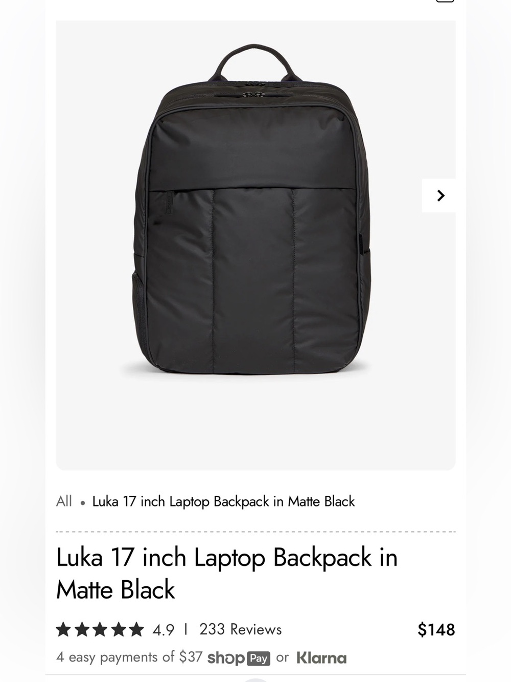 Calpak Luka 17-inch Backpack in Matte Black